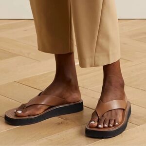 THE ROW Ginza Caramel Leather Sandals